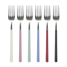 브리앙뜨 펄인러브 포크, 6개, 아이보리+핑크펀치+스카이블루+민트+블랙+버건디