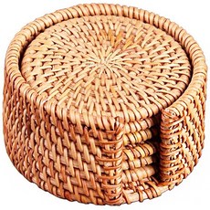 라탄 티코스터 인테리어 소품 컵받침 홈까페, 1개