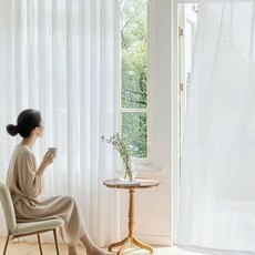 TLOML 쉬폰커튼 스트라이프 커튼 아일렛형 비침없는 도톰차르르 커텐 거실커튼 2P