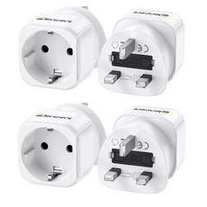 렌센트 해외 전용 단독 여행용 어댑터 한국 영국 싱가포르 말레이시아 변환 Type G 플러그 화이트 X2 PA014EUUK, 1개