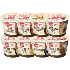 즉석밥 8종세트(치킨마요+스팸마요+강된장보리밥+버터장조림+김치날치+철판김치+철판제육+직화불고기), 1세트