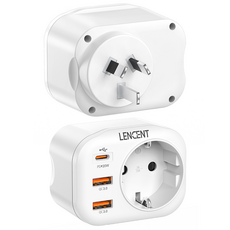렌센트 USB 고속충전 전세계 여행용 해외 호주/중국 규격 (Type I) 여행 어댑터 3포트 (3 QC3.0+ 1 PD20W) PA012EUAU1-PD, 1개