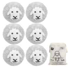 6P+ 전용파우치1개 프리미엄 유기농 양모건조볼 울 드라이어 볼 건조기, 6개, 그레이