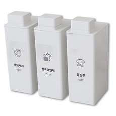 살림공간 세탁세제통(국내산) - 세탁세제라벨 12종Set, 3개, 화이트