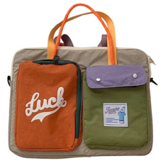 컴위즈 여성 노트북 가방 유니크한 숄더백 테블릿 파우치 예쁜 손잡이 가방, 럭키베이지