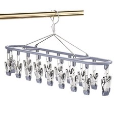 dodoa 스텐 양말 건조대 속옷 옷걸이 양말 걸이 20클립, 그레이, 1개