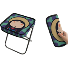 체리닷컴 캠핑 캐릭터 알루미늄 접이식 의자 폴딩 스툴, 노란 모자 소녀, 1개
