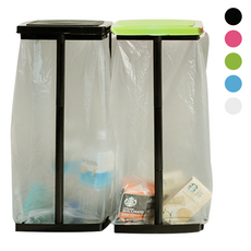 자니즈 가정용 재활용 분리수거함 비닐걸이 거치대 2개, 블랙+그린