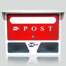 벽걸이 주택 우체통 - 지붕형 우편함 화이트&레드 (흰+빨), 지붕형 우편함 W&R(흰+빨) - POST