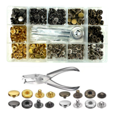 셀프 다용도 단추 똑딱이단추 가정용 10mm 12.5mm 15mm 17mm 96EA 4종컬러 금속스타일 공구 모듬, 1개, 똑딱이단추A 사이즈 10mm