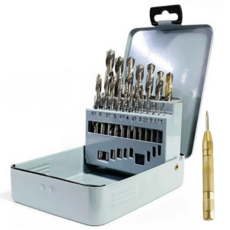 프랭크 철기리 드릴날 세트 19종 (1-10mm) + 센터 펀치, 1세트, 1세트