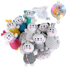 꿈나라 모빌, 곰토끼 흑백컬러 더블모빌+샤이니 자동오르골, 1개