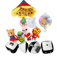 꿈나라 모빌, 슈퍼히어로 흑백컬러 더블모빌+샤이니자동오르골, 1개