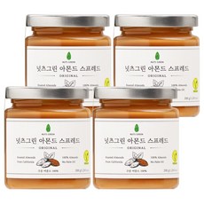 총 4개) 넛츠그린 무첨가 저당 아몬드 아쫀쿠 두쫀쿠 스프레드 아몬드버터 200g, 4개