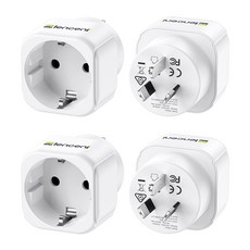 LENCENT 단독 여행용 전환 아답터 한국 호주/중국 변환 Type I 플러그 화이트 X2 PA014EUAU, 1개