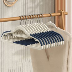 엠케이리빙 어깨뿔방지 회전형 논슬립 옷걸이+매직후크, 1세트, 옷걸이(네이비)30개+후크30개