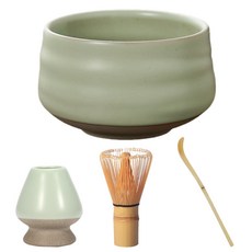 AOHAO 말차 도구 4PCS 세트 말차잔 차선 다선립 차시, 1세트, 연두색 1세트, 연두색