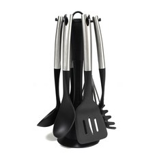 요리즐 매그넛 블랙라벨 자석핸들 키친툴 7종 조리도구 국자 세트, 블랙+스텐, 1세트