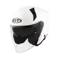 KYT TTR-JET 오픈페이스 가벼운 배달 헬멧 단색 그래픽 데칼 입문 오토바이 KC 인증, M [55-57mm], 플레인 화이트
