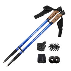 코르크 손잡이 베라솔 초경량 듀랄루민 6061 노르딕워크 등산스틱 2pc 1set, 블루, 1세트