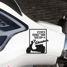 심플한 베스파 전화번호스티커 오토바이 데칼, 1개, 검정