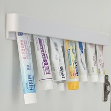 리블리홈 무타공 부착식 치약걸이 치약꽂이 공중부양 롱 튜브 홀더, 1개, 화이트