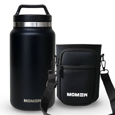 모멘 워터저그 파우치 가방세트 오늘출발 대용량 얼음 1L 대용량텀블러 캠핑물통, 블랙+파우치, 1개, 2.5L