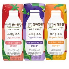 상하목장 유기농주스 125ml 3종 각8팩 (총24팩), 1세트, 딸기+오렌지+블루베리, 375ml