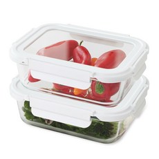1+1 네오플램 클린 유리 반찬통 밀폐용기세트 1100ml 2p, 1.1L, 1세트