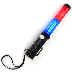 고휘도 LED 경광봉 호루라기 신호봉 교통안전 투톤 멀티형, 1개, 레드+블루