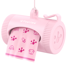 포뷰 반려동물 배변봉투+스마트 디스펜서 세트 회전수납 걸이포함 케이스, 1세트, 15개입, 핑크색