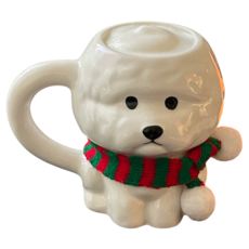 [크리스마스머플러증정] 비숑 머그잔 크리스마스 컵 친구 선물용 펫 오브제, 1개, 비숑머그잔1p+머플러1p