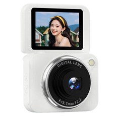 빈티지 디카 디지털 180도 회전 화면 휴대용 여행용 감성 소형 카메라, SD 64GB(화이트) SD 64GB(화이트)
