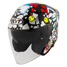 KYT TTR-JET 오픈페이스 가벼운 배달 헬멧 단색 그래픽 데칼 입문 오토바이 KC 인증, M [55-57mm], 리카르도 롯시