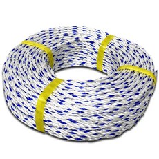 로프 6mm 길이 100m 중량 2kg pp로프 밧줄 피피로프 다용도로프 현수막끈 빨랫줄, 백색(파랑,녹색띠 랜덤), 1개