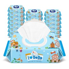 아이러브베베 블루 캡형 80매X20팩 엠보 아기물티슈, 52g, 80매, 20개