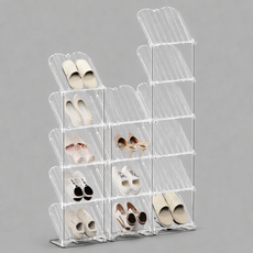 다층 슬림 신발장 현관 수납 선반 공간절약형 조립식 신발정리대 실내화 운동화 겸용, 6, 투명색