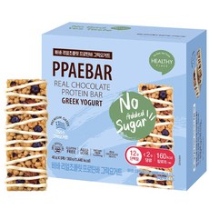무가당 설탕X 빼바 리얼초콜릿 프로틴바 그릭요거트, 2박스, 360g
