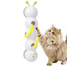 [공식정품&KC인증]All for paws 고양이 자동 애벌레 장난감 인터랙티브 타이밍 움직이는 꼬리잡기 사냥놀이+2꼬리, 1개, 화이트, 애벌레 친구