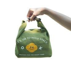 이뿜미뿜 직장인 도시락 가방 보온 보냉백 미니 보냉 런치백, 올리브그린