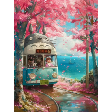 그림 하루 DIY 명화 그리기 풍경 캔버스형 40x50 모음, 11. 토토로와 벚꽃기차, 1개