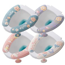 3+1 바니엘 변기 커버 탈부착 보온 쿠션 스티커 시트, 1세트
