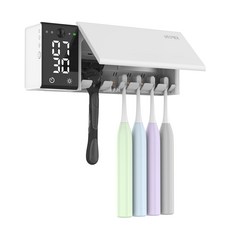 유토렉스 가정용 칫솔 살균기 건조기 소독 무선 히팅 UV 시계 기능 USB 충전식 네오큐브, 화이트