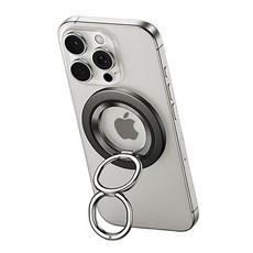 ESR 할로락 듀얼 링 맥세이프 그립 톡 스마트링 핸드폰 고리 거치대 탈부착, 블랙, 1개