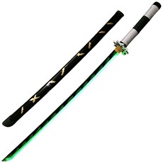 UB 카타나 LED 광선검 일륜도 귀멸의 칼날 충전식 발광검 일본도 코스프레, 1개, 그린