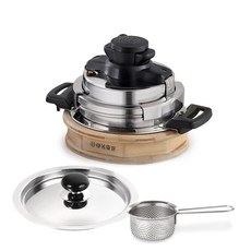 풍년꿀밥 엣홈 가정용 솥밥 실속SET(5종구성) 1~2인용 압력솥 스텐압력솥 스텐뚜껑 계량컵 나무솥받침 PN풍년, 1개