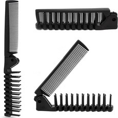 넓은 이빨 접이식 빗 일상적인 미용 케어 스타일링 전용 가볍고 긴 짧은 머리를 휴대할 수 있는 일반 스타일링 빗 미용실 같은 스타일, 3개, 검정색