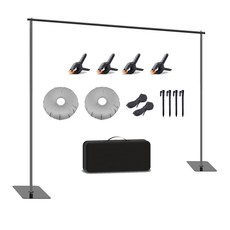 ElevoPod 200x270cm 조절식 배경 스탠드 키트 - 결혼식/생일/파티 스튜디오 촬영을 위한 휴대용 베이스가 있는 헤비 듀티 아이언 사진 배경 지원 시스템, 1개