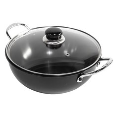 유유마트 국산 가벼운 경질 매운탕 해물탕 찌개 냄비 양수 24 26 28 30 32 34, 34cm(뚜껑포함), 1개, 블랙
