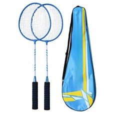 베스트셀러 가정 운동 고탄성 카본 배드민턴 라켓 세트 고내구성 초보 성인용 셔틀콕 증정, 1세트, 파란색 배드민턴 라켓